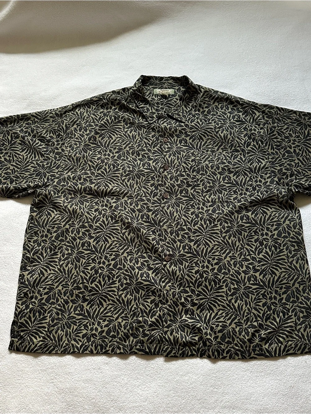 Tommy Bahama Olive Green Botanical Print Short Sleeve XXL